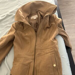 MICHAEL Michael Kors Tan Trench Coat with High Collar